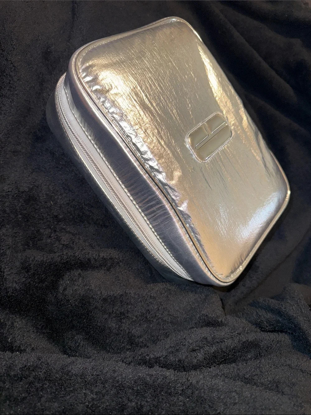 Clinique Puffy Travel Cosmetic Organizer Bag Set - Silver & Green